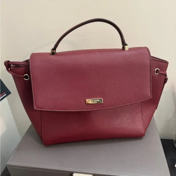 Kate Spade | Burgundy Leather Satchel Saffiano - Picture 2 of 3